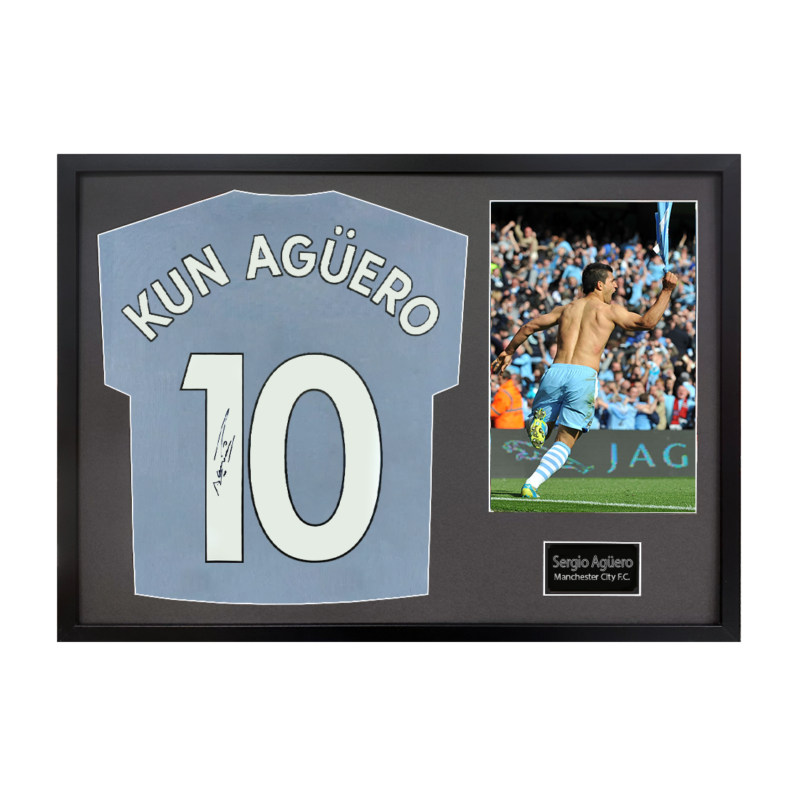 Sergio Agüero Signed Manchester City Shirt Classic Frame