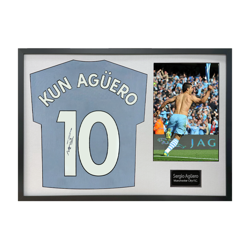Sergio Agüero Signed Manchester City Shirt Classic Frame