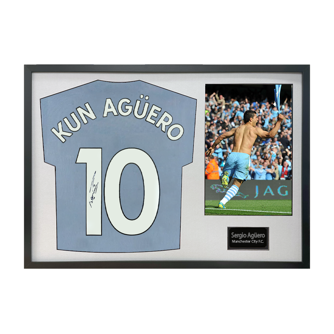 Sergio Agüero Signed Manchester City Shirt Classic Frame