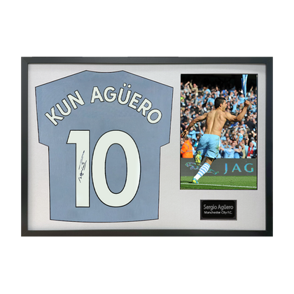 Sergio Agüero Signed Manchester City Shirt Classic Frame