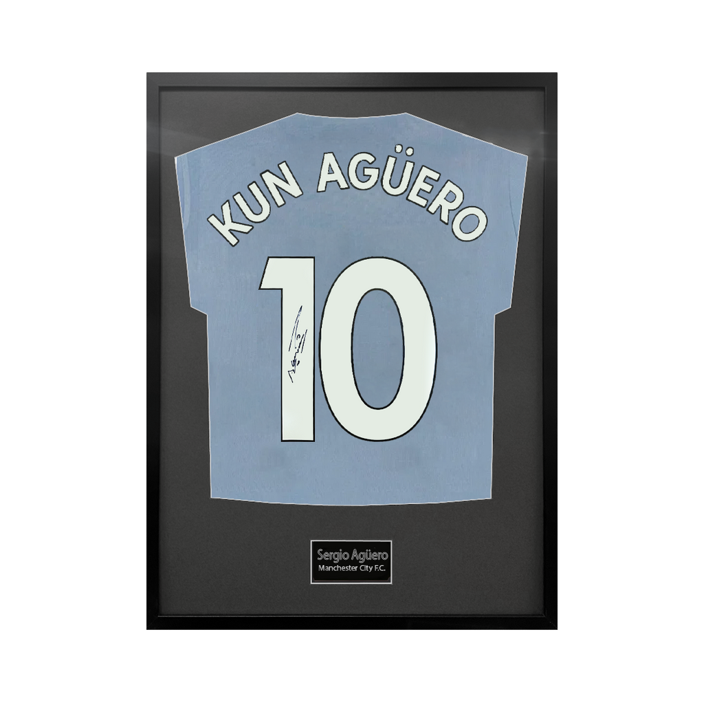 Sergio Agüero Signed Manchester City Shirt Standard Frame
