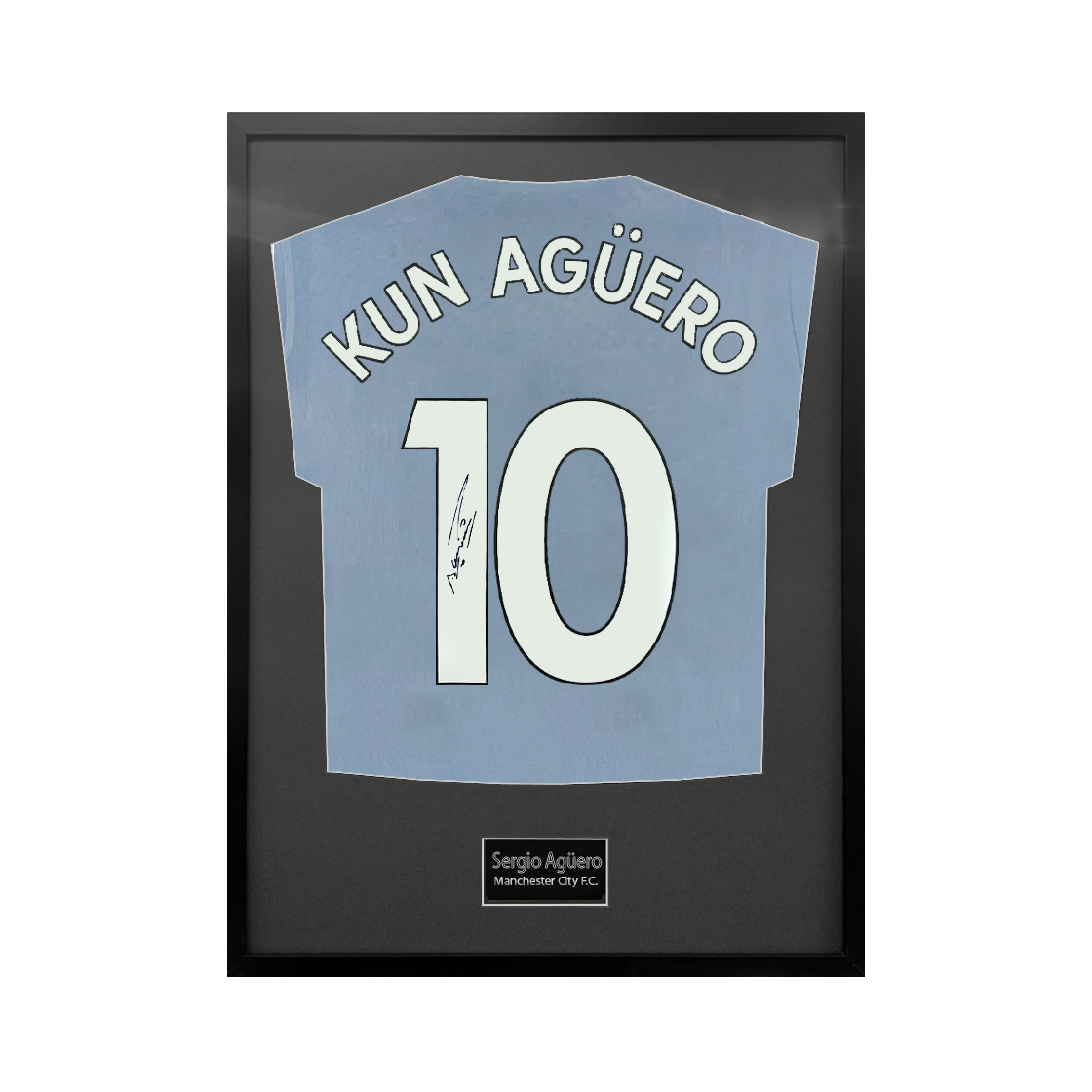 Sergio Agüero Signed Manchester City Shirt Standard Frame