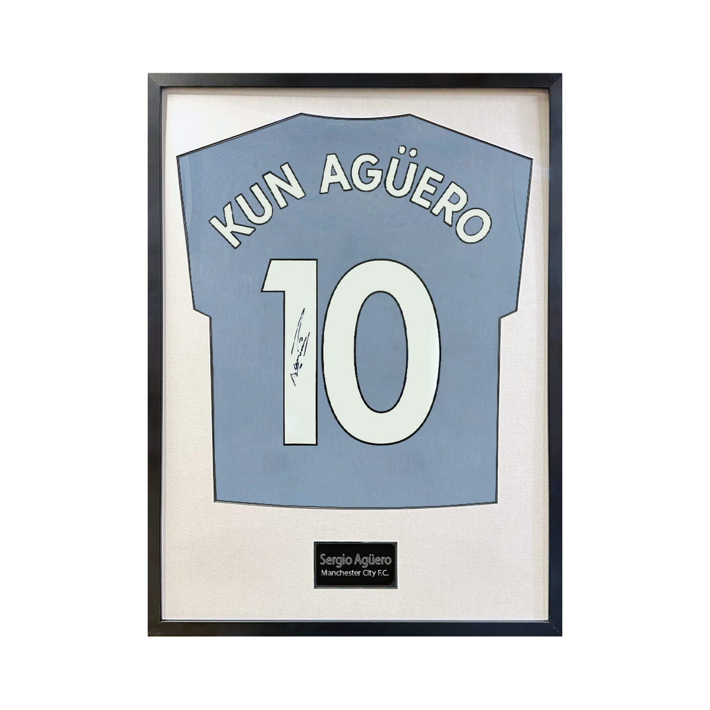 Sergio Agüero Signed Manchester City Shirt Standard Frame