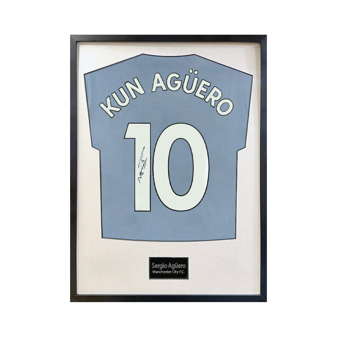 Sergio Agüero Signed Manchester City Shirt Standard Frame