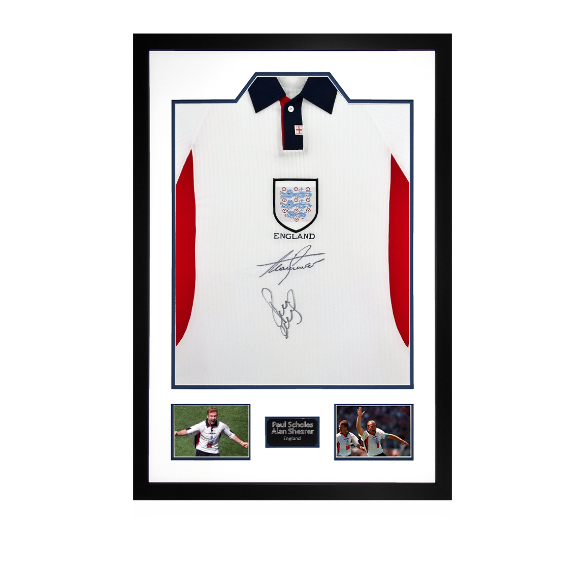 Paul Scholes & Alan Shearer Signed World Cup 98 Shirt Premium Frame