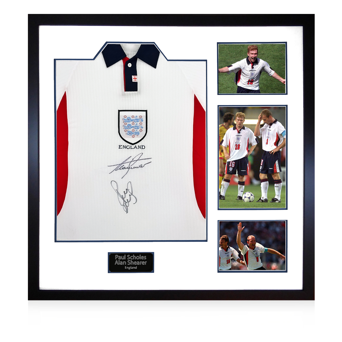 Paul Scholes & Alan Shearer Signed World Cup 98 Shirt Elite Frame