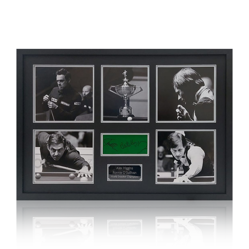 Ronnie O'Sullivan & Alex Higgins Signed Baize Display