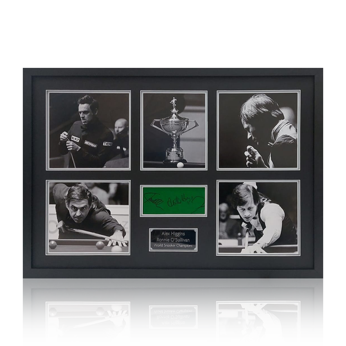 Ronnie O'Sullivan & Alex Higgins Signed Baize Display