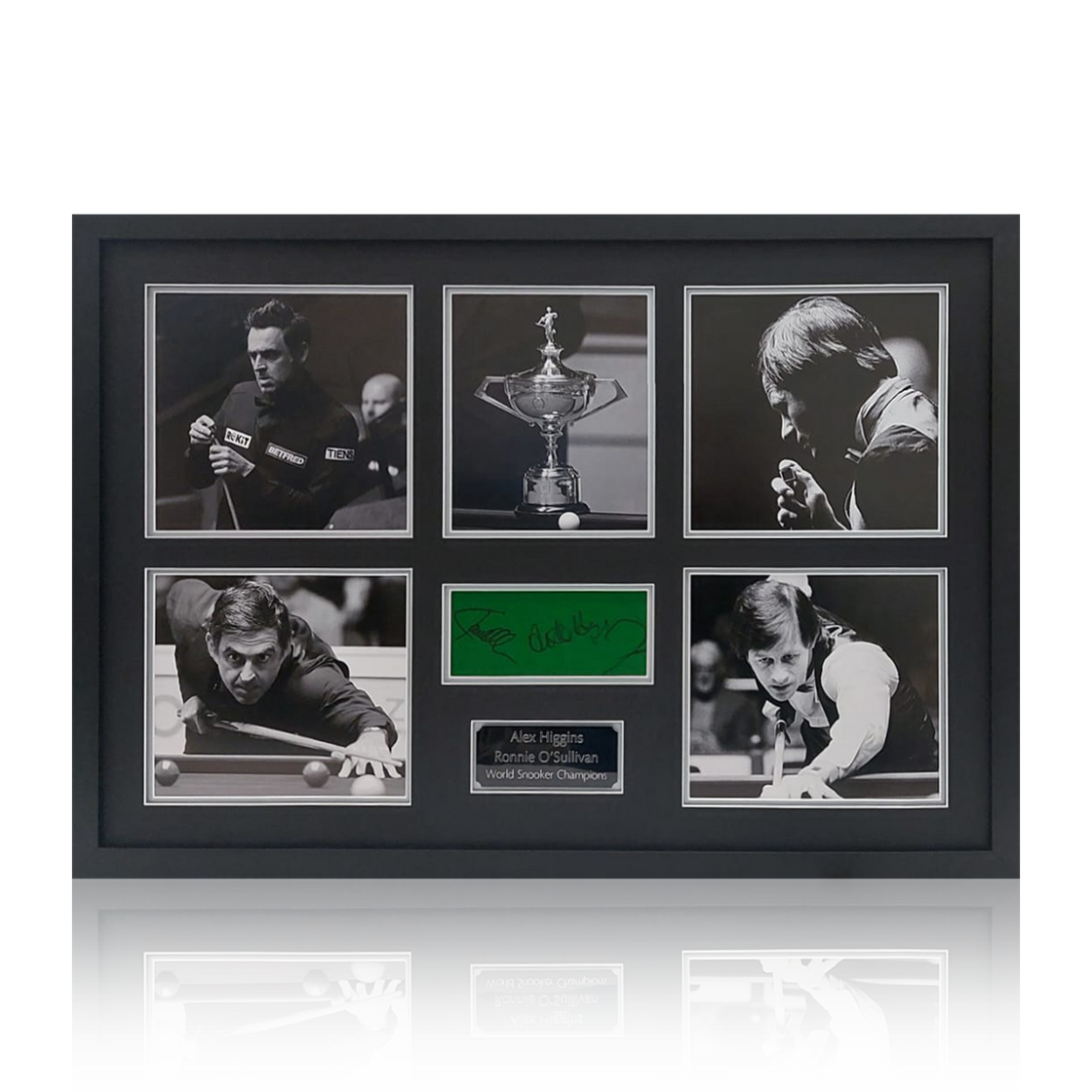 Ronnie O'Sullivan & Alex Higgins Signed Baize Display