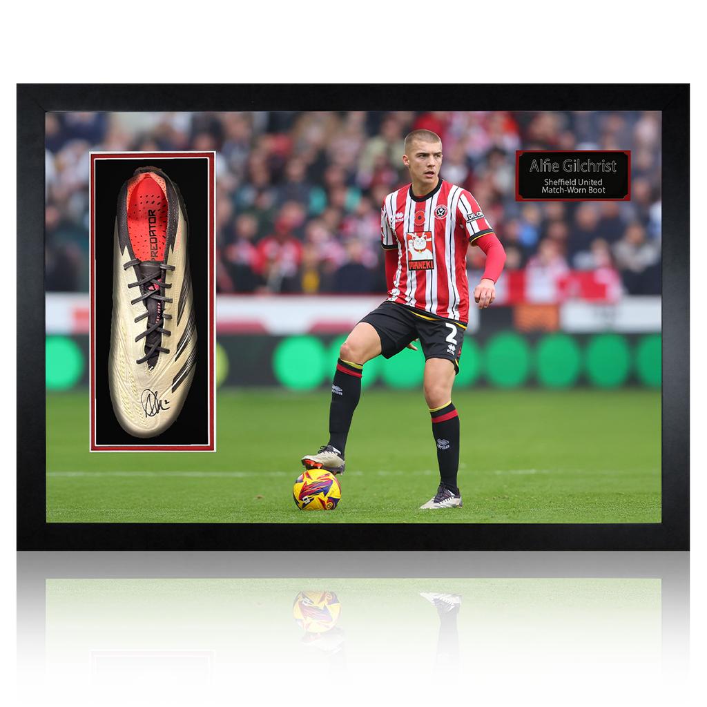 Alfie Gilchrist Signed & Match-Worn Sheffield United Boot Iconic Frame #1