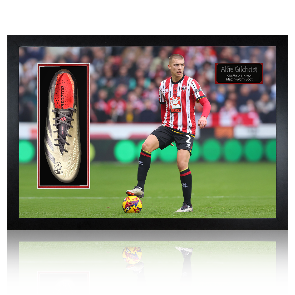 Alfie Gilchrist Signed & Match-Worn Sheffield United Boot Iconic Frame #2