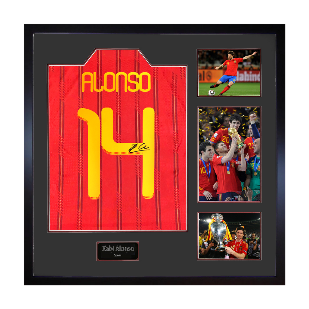 Xabi Alonso Signed Spain Shirt Elite Frame