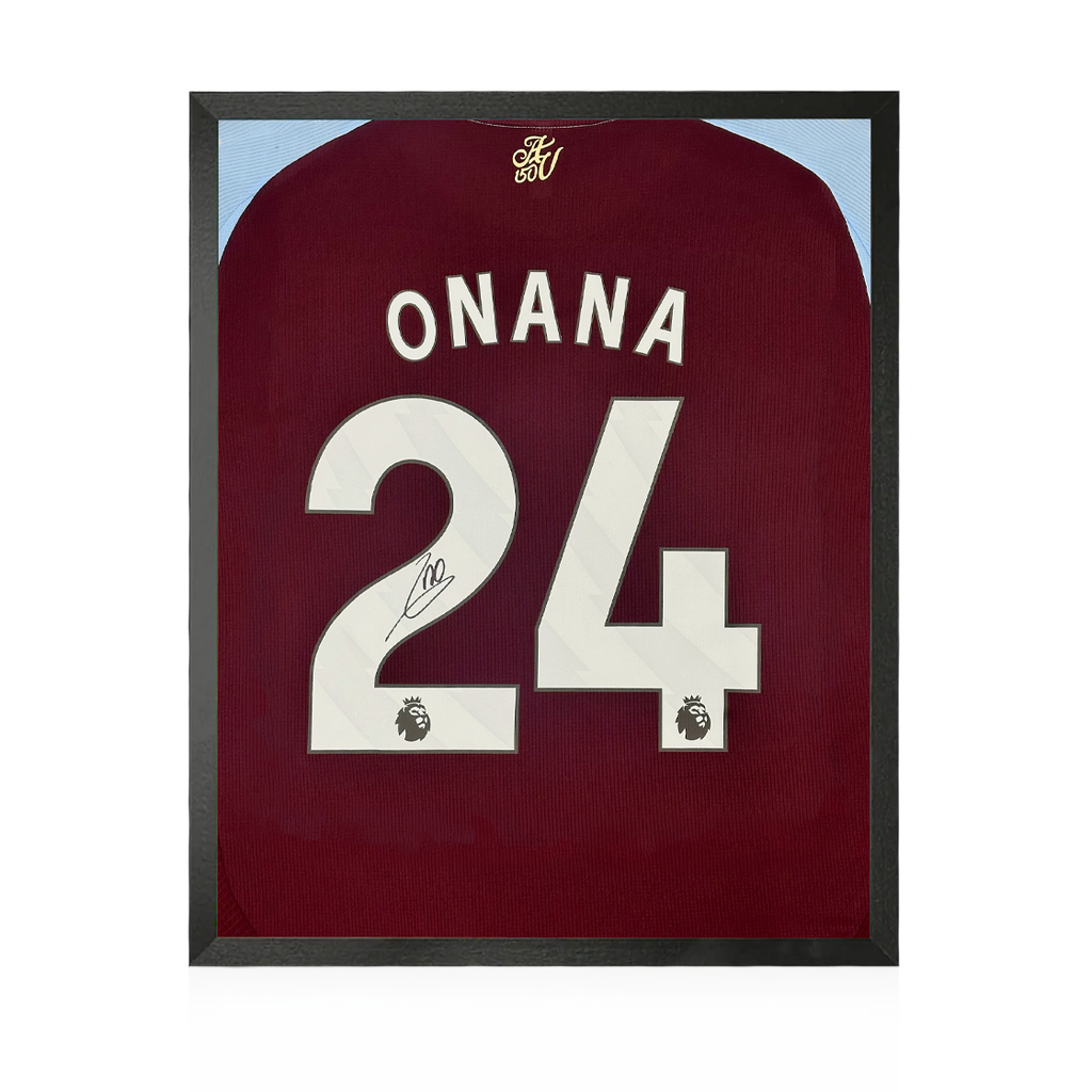 Amadou Onana Signed Aston Villa Shirt Compact Frame