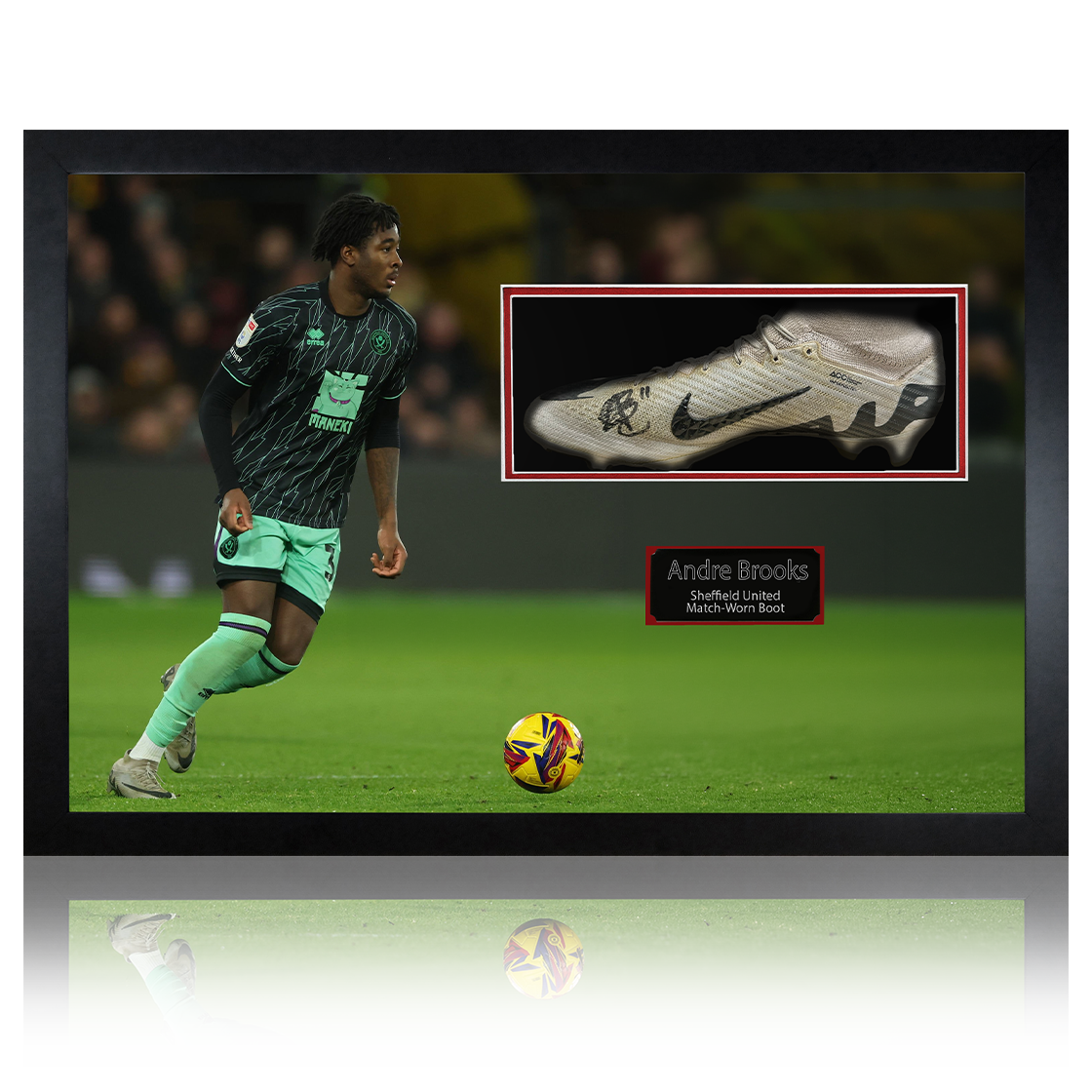 Andre Brooks Signed & Match-Worn Sheffield United Boot Iconic Frame #1