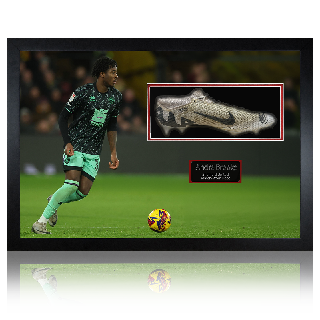 Andre Brooks Signed & Match-Worn Sheffield United Boot Iconic Frame #2