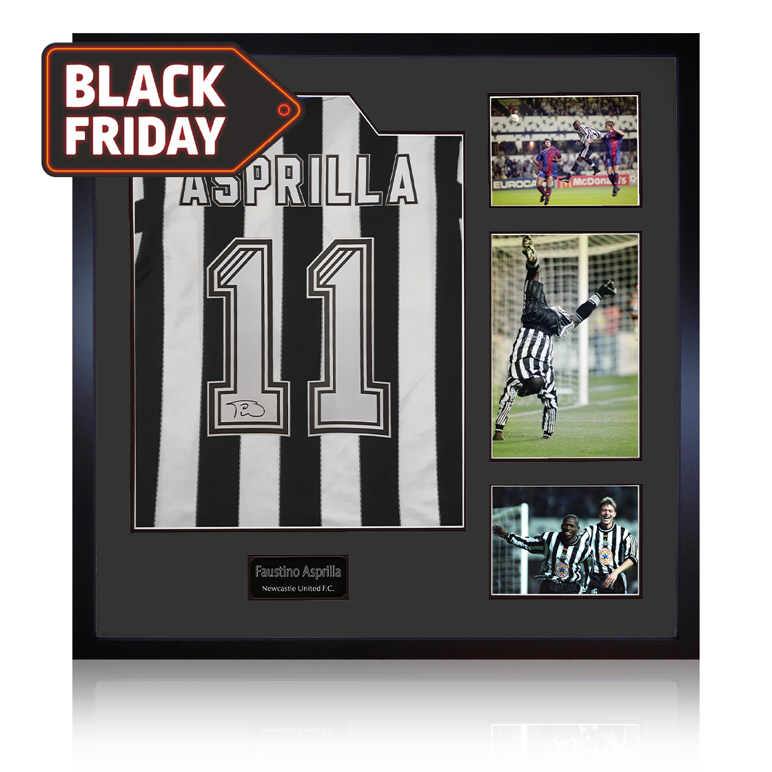 Faustino Asprilla Signed Newcastle United Shirt Elite Frame