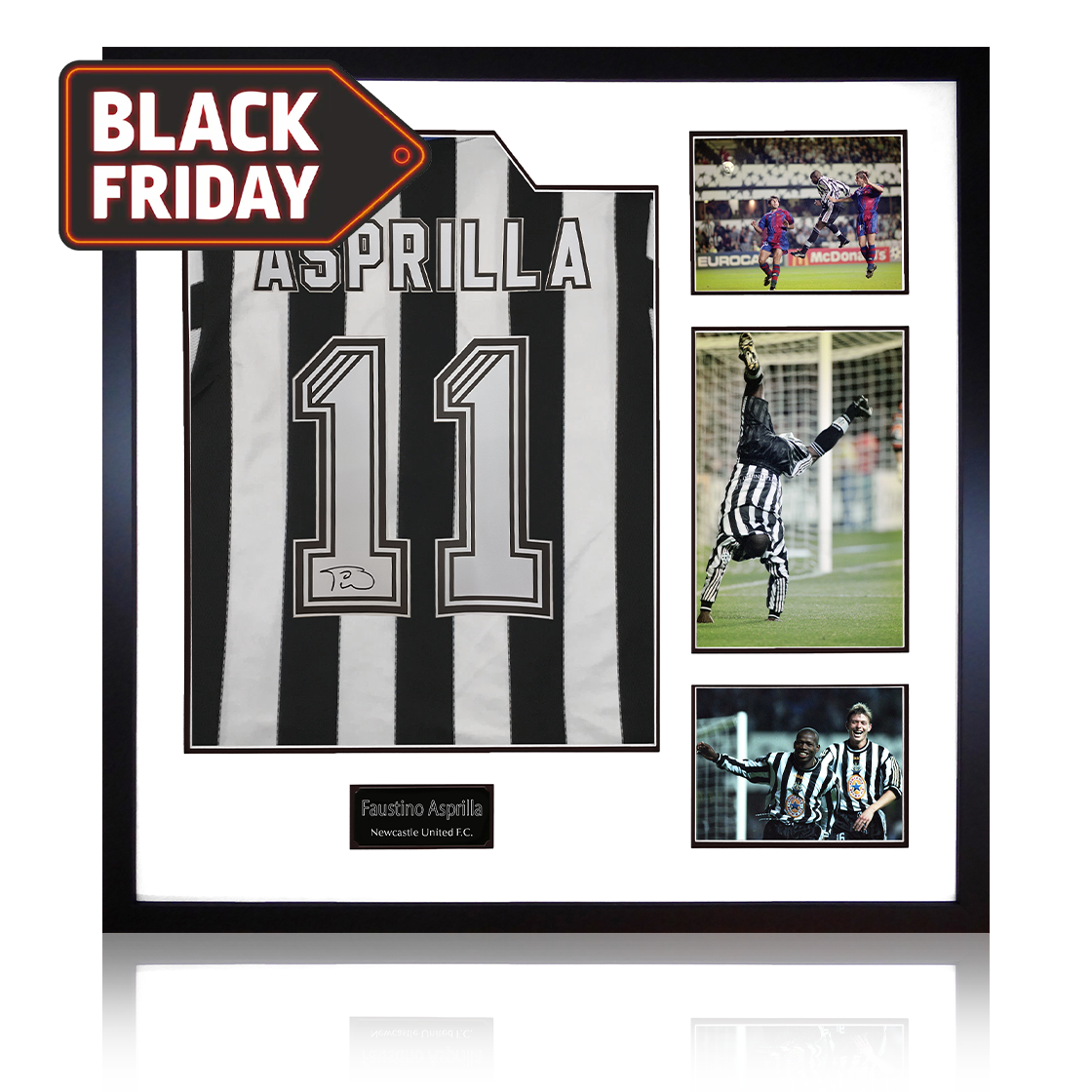 Faustino Asprilla Signed Newcastle United Shirt Elite Frame