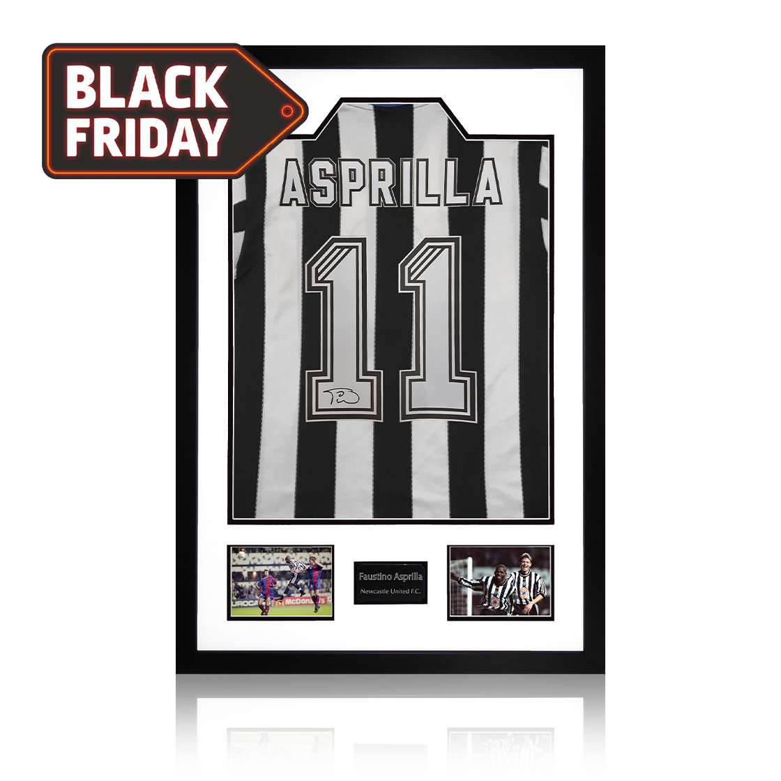 Faustino Asprilla Signed Newcastle United Shirt Premium Frame
