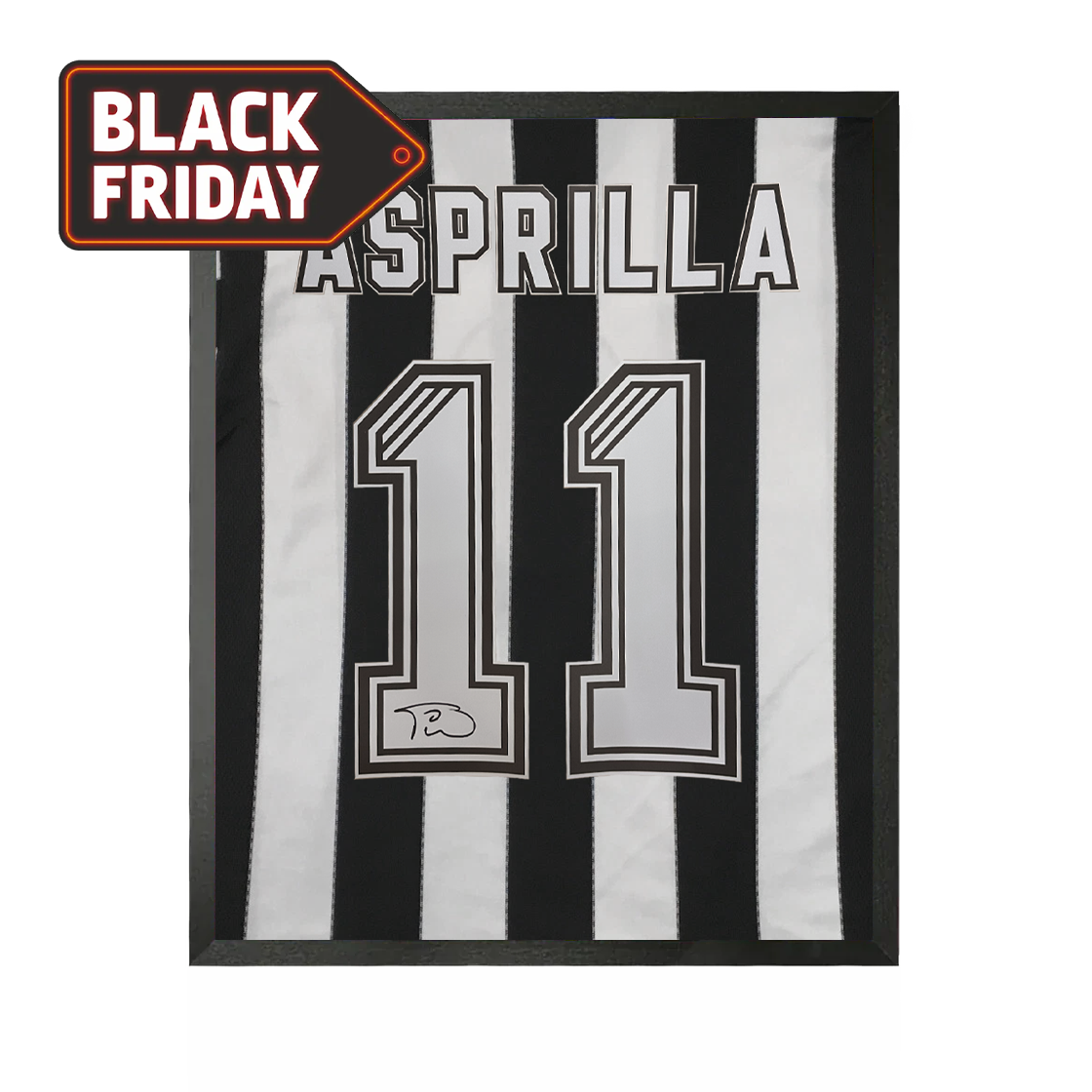 Faustino Asprilla Signed Newcastle United Shirt Compact Frame