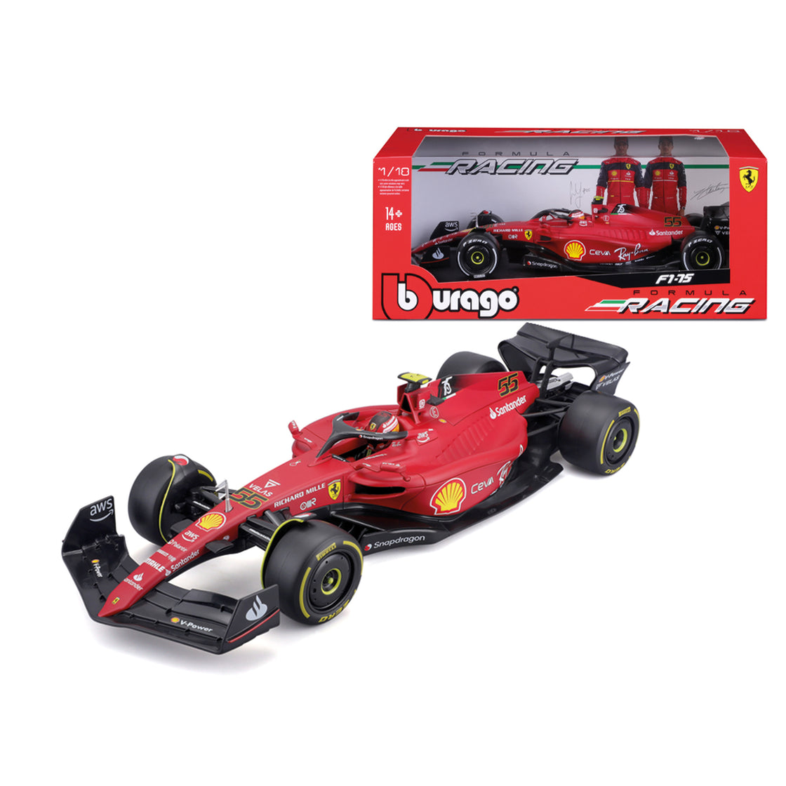 1:18 F1 2022 Ferrari F1-75 Sainz With Helmet