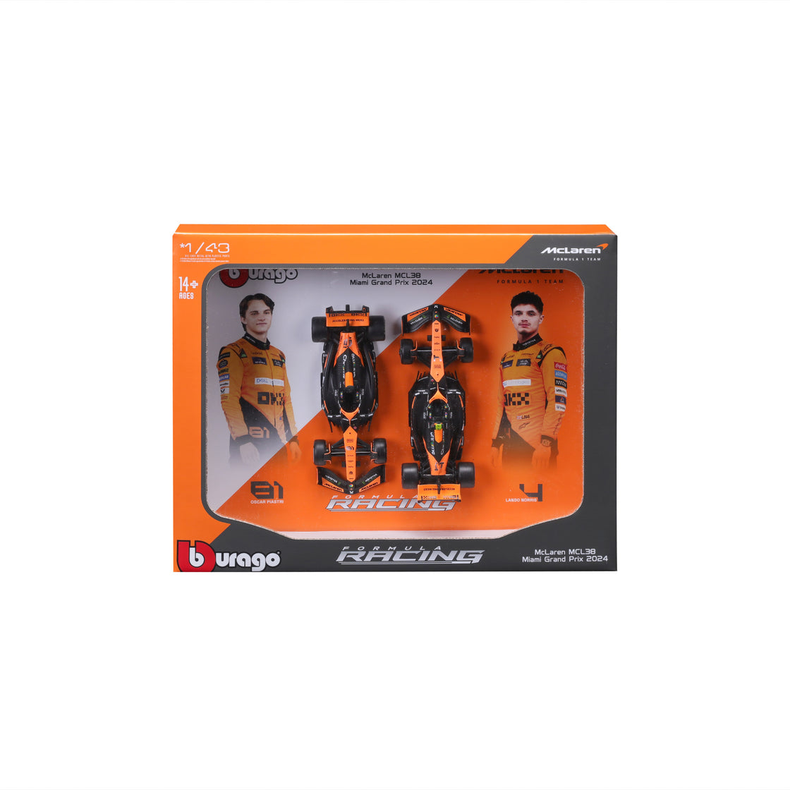 1:43 F1 McLaren MCL38 2024 Two Pack Lando Norris & Oscar Piastri