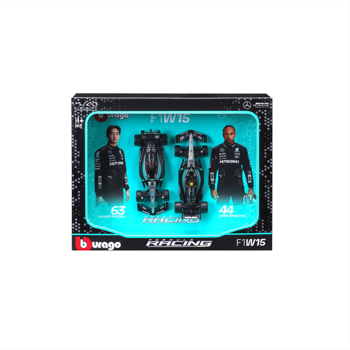 1:43 F1 Mercedes AMG W15 2024 Two Pack Lewis Hamilton and George Russell