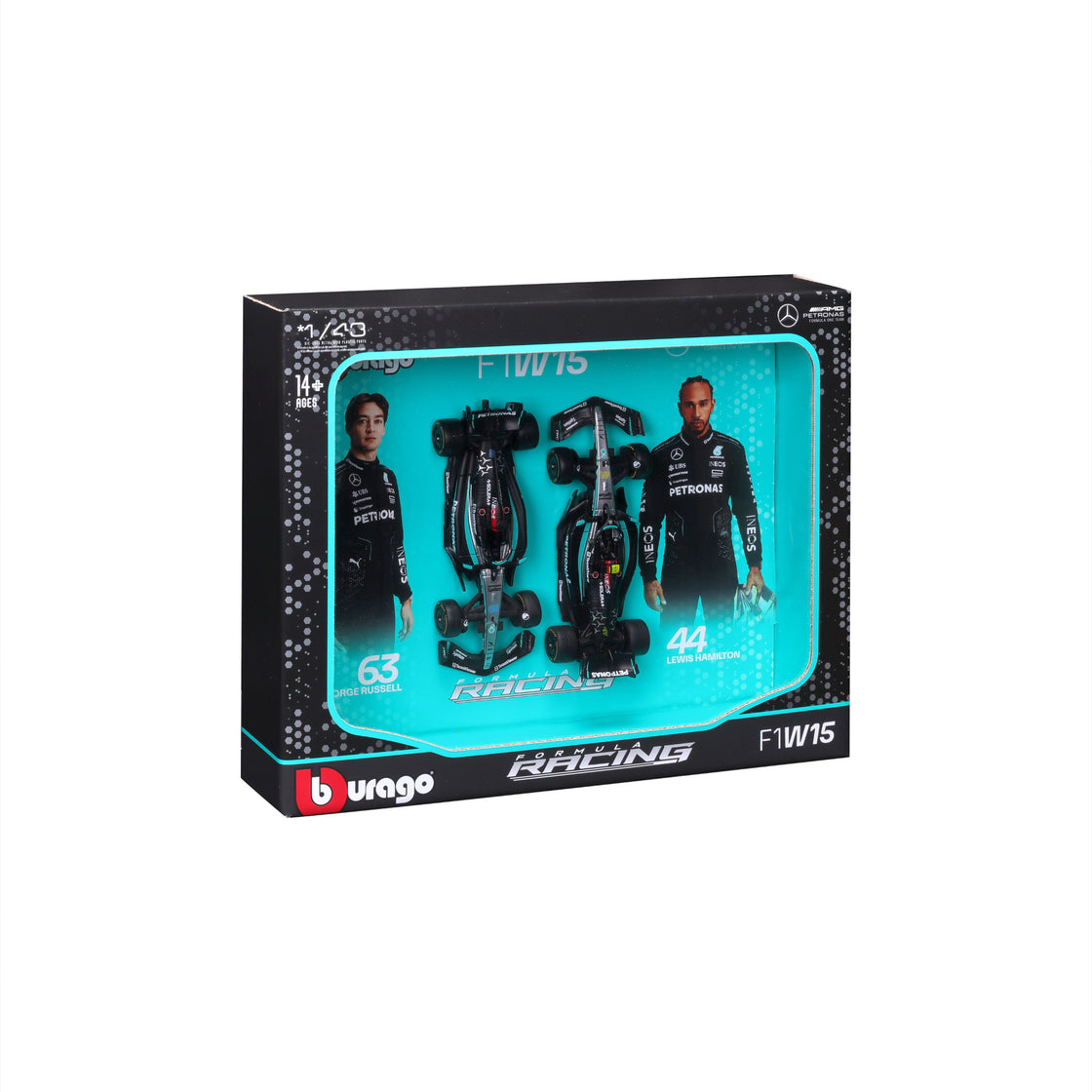 1:43 F1 Mercedes AMG W15 2024 Two Pack Lewis Hamilton and George Russell
