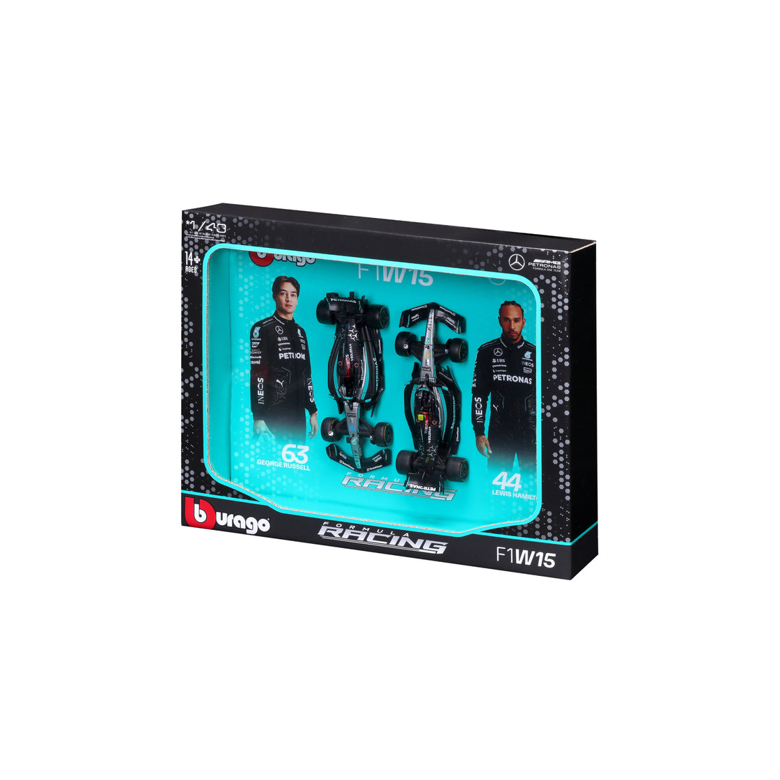 1:43 F1 Mercedes AMG W15 2024 Two Pack Lewis Hamilton and George Russell