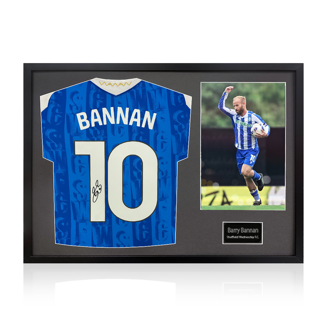 Barry Bannan Signed Sheffield Wednesday 25/26 Shirt Classic Frame w/ Fan Style Numbers