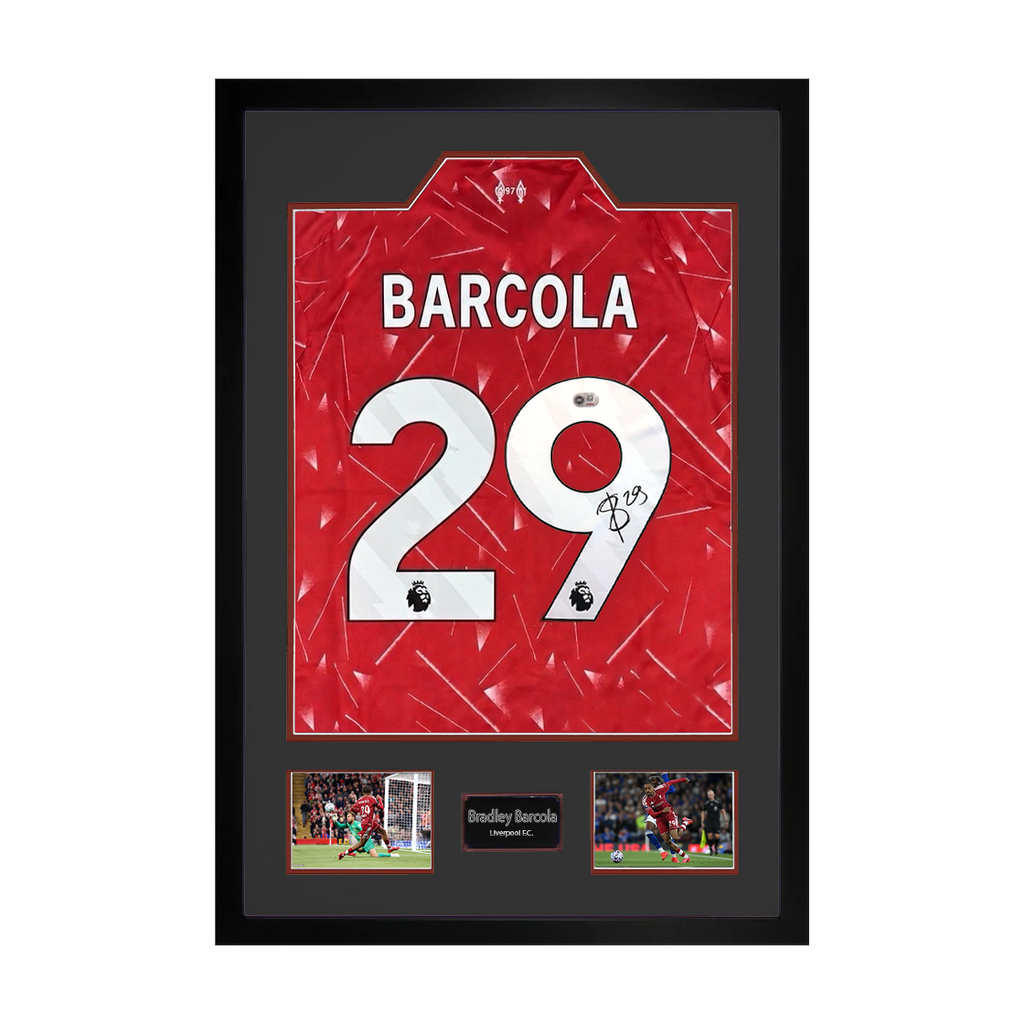 Bradley Barcola Signed Liverpool Shirt Premium Frame (ACG Cert)