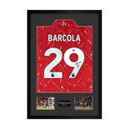 Bradley Barcola Signed Liverpool Shirt Premium Frame (ACG Cert)