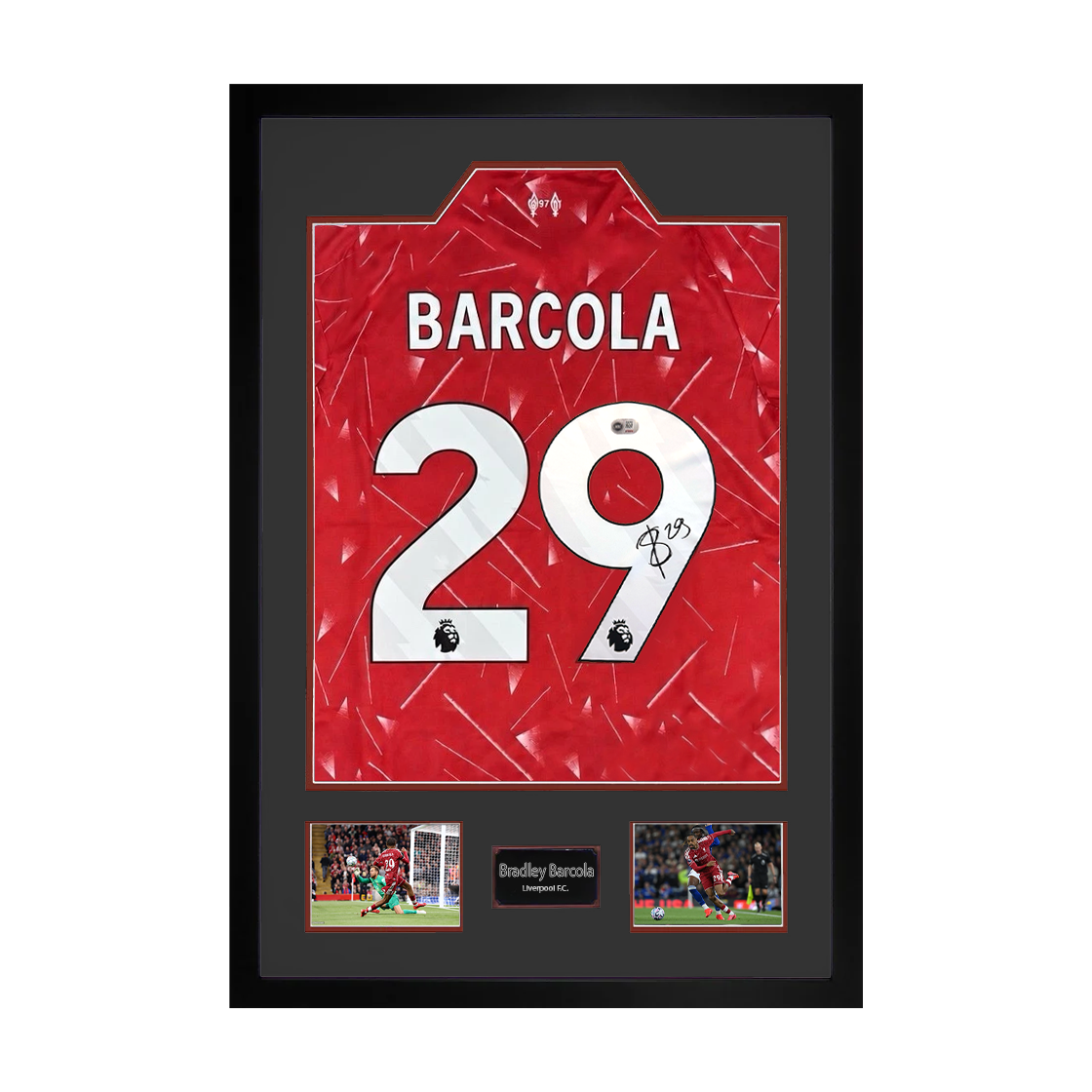 Bradley Barcola Signed Liverpool Shirt Premium Frame (ACG Cert)
