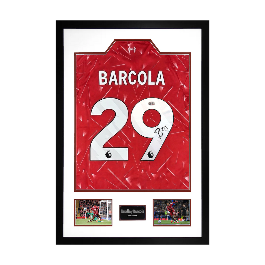Bradley Barcola Signed Liverpool Shirt Premium Frame (ACG Cert)