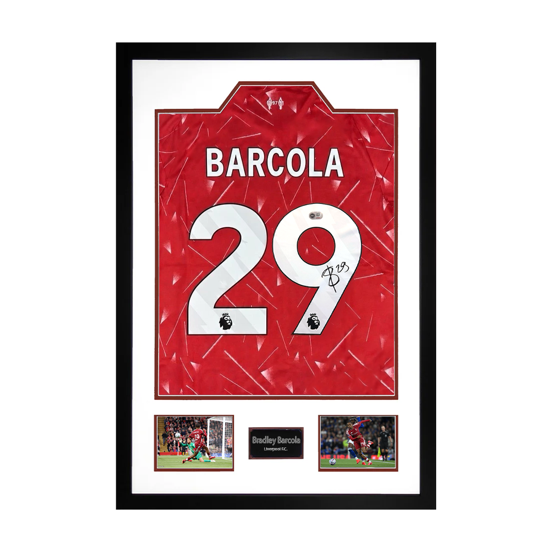 Bradley Barcola Signed Liverpool Shirt Premium Frame (ACG Cert)