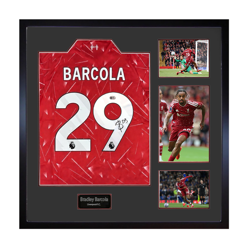 Bradley Barcola Signed Liverpool Shirt Elite Frame (ACG Cert)