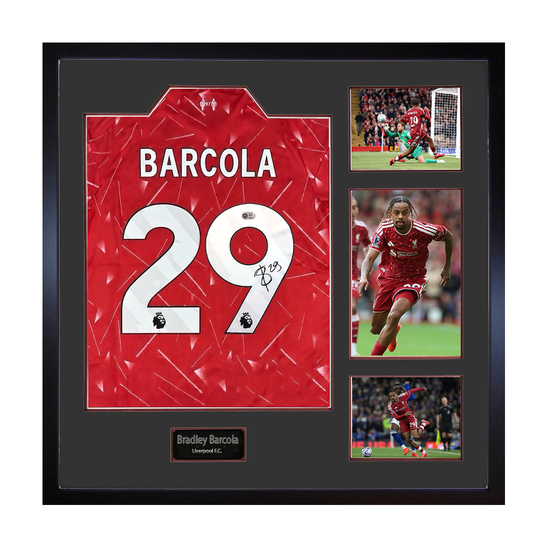 Bradley Barcola Signed Liverpool Shirt Elite Frame (ACG Cert)