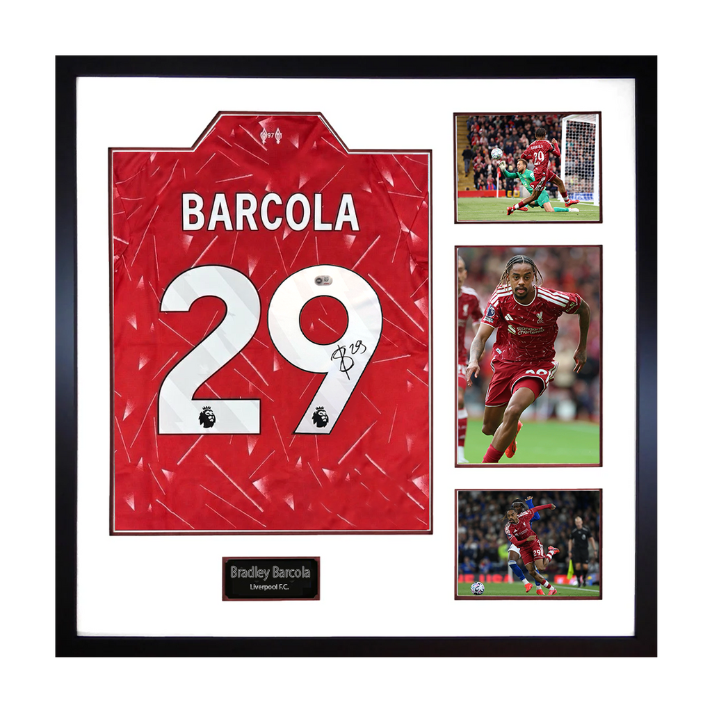 Bradley Barcola Signed Liverpool Shirt Elite Frame (ACG Cert)