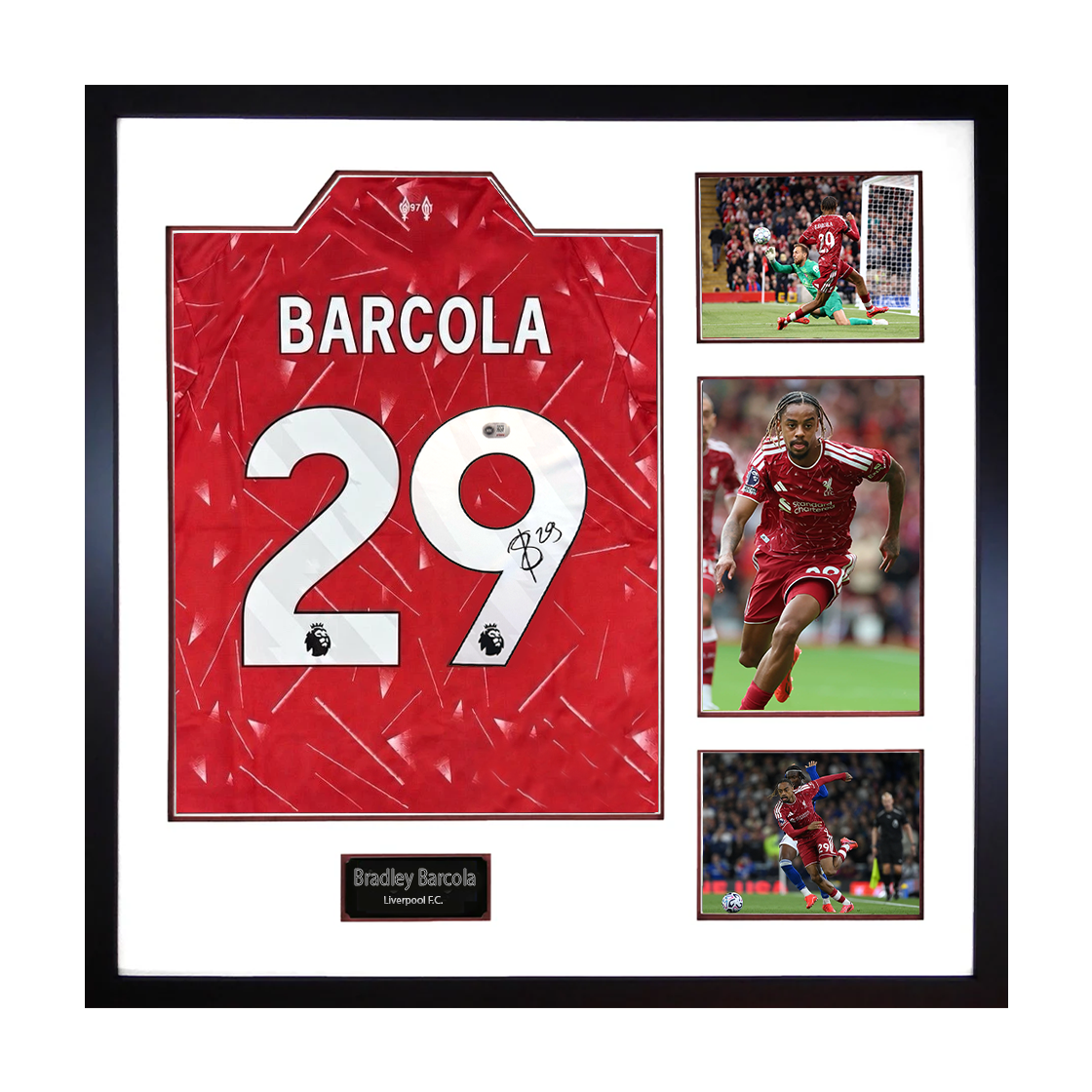 Bradley Barcola Signed Liverpool Shirt Elite Frame (ACG Cert)