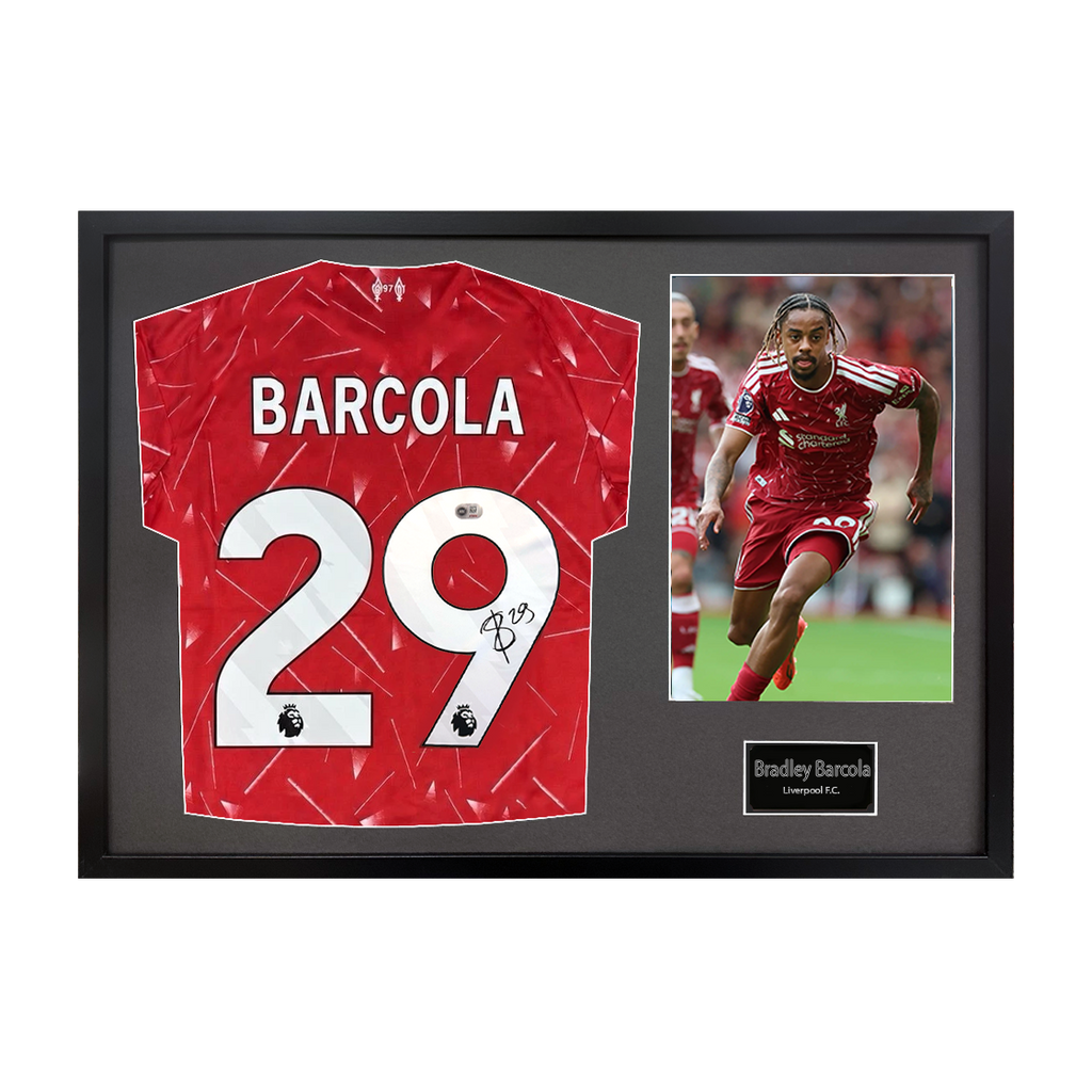 Bradley Barcola Signed Liverpool Shirt Classic Frame (ACG Cert)