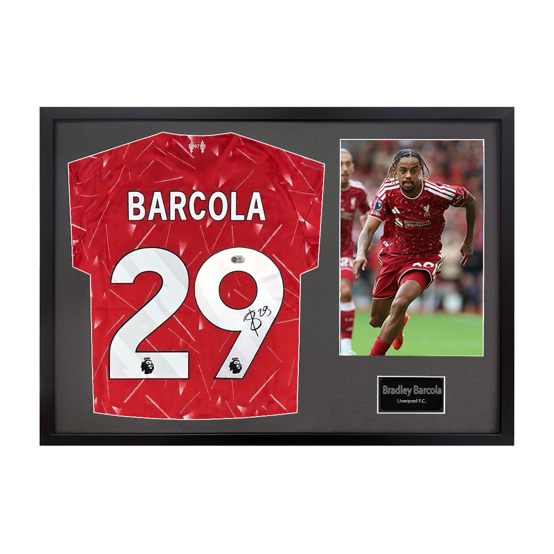 Bradley Barcola Signed Liverpool Shirt Classic Frame (ACG Cert)