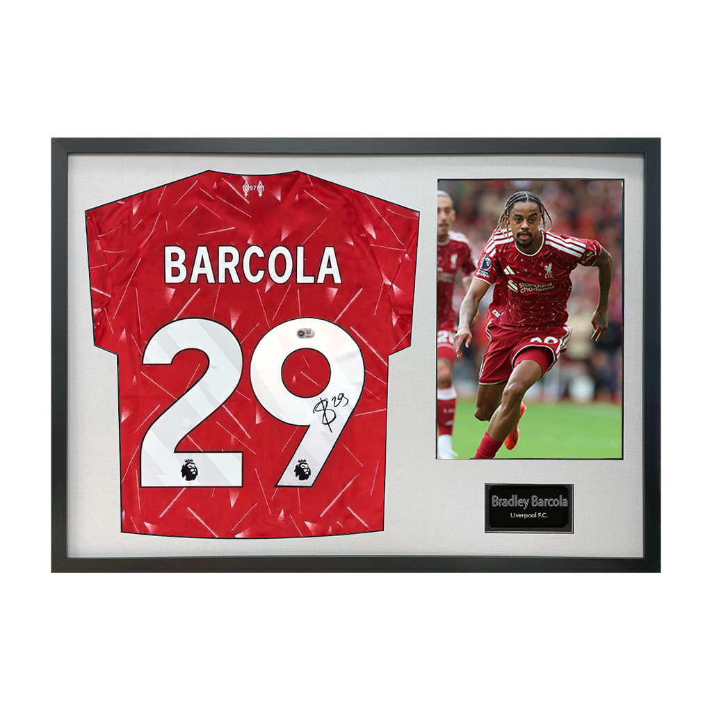 Bradley Barcola Signed Liverpool Shirt Classic Frame (ACG Cert)