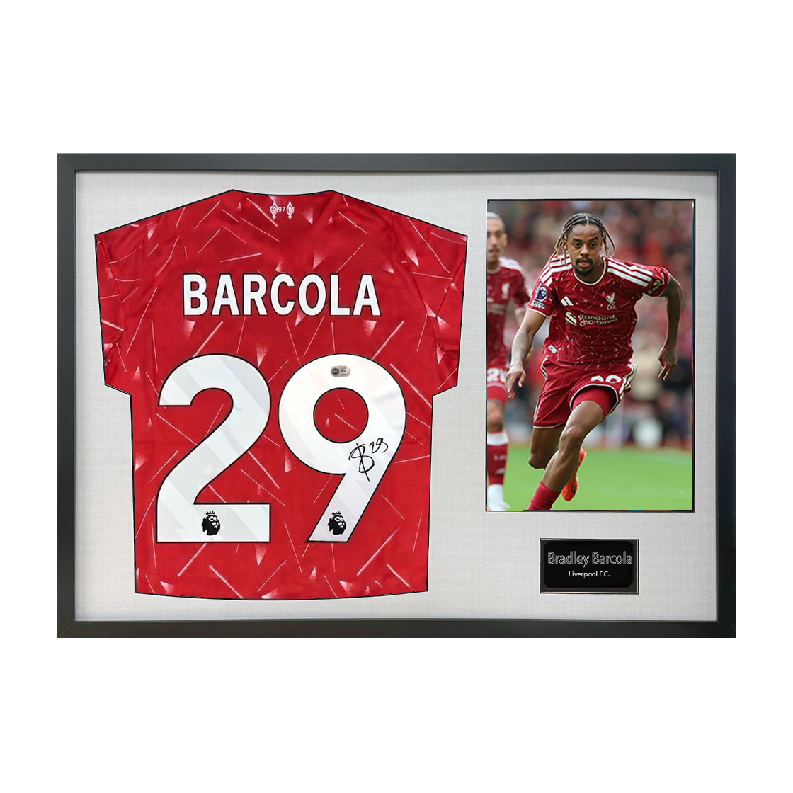 Bradley Barcola Signed Liverpool Shirt Classic Frame (ACG Cert)