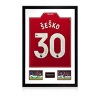 Benjamin Šeško Signed Manchester United Shirt Premium Frame (ACG Cert)