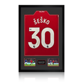 Benjamin Šeško Signed Manchester United Shirt Premium Frame (ACG Cert)