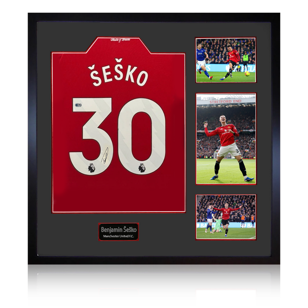 Benjamin Šeško Signed Manchester United Shirt Elite Frame (ACG Cert)