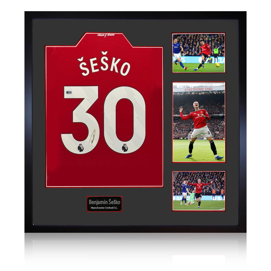Benjamin Šeško Signed Manchester United Shirt Elite Frame (ACG Cert)
