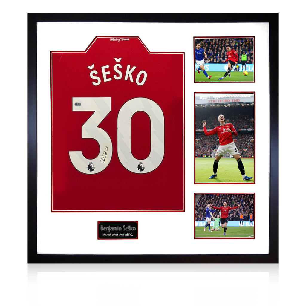 Benjamin Šeško Signed Manchester United Shirt Elite Frame (ACG Cert)
