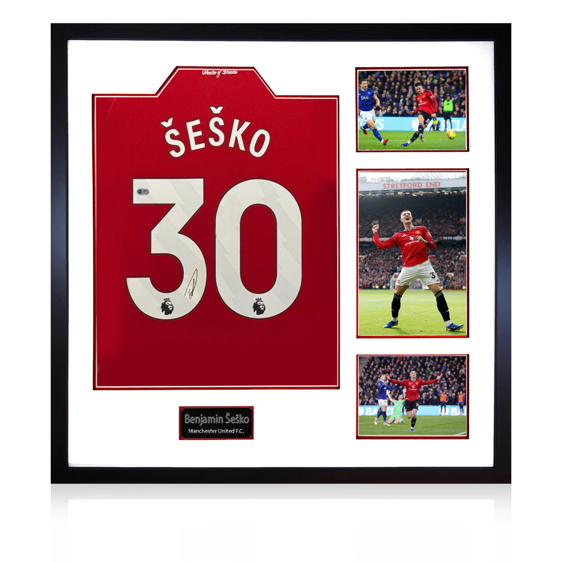 Benjamin Šeško Signed Manchester United Shirt Elite Frame (ACG Cert)