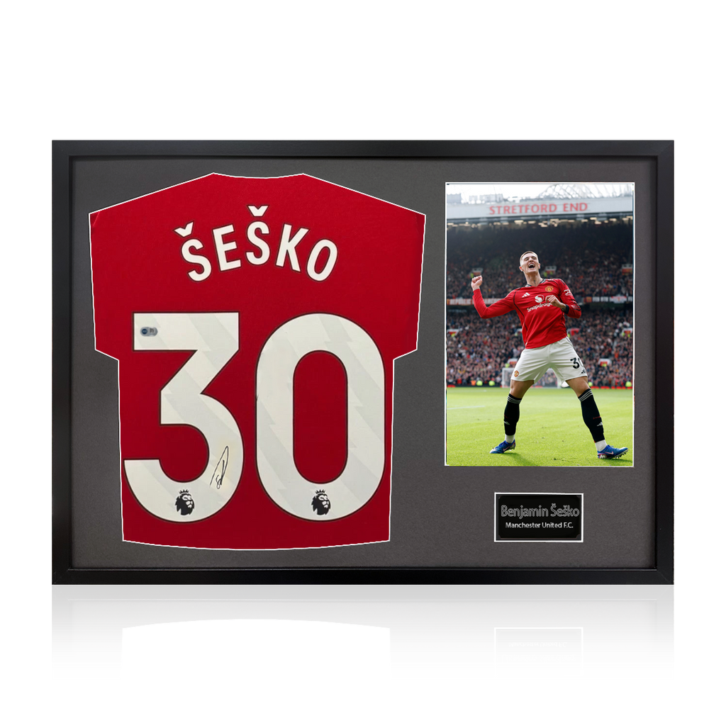 Benjamin Šeško Signed Manchester United Shirt Classic Frame (ACG Cert)