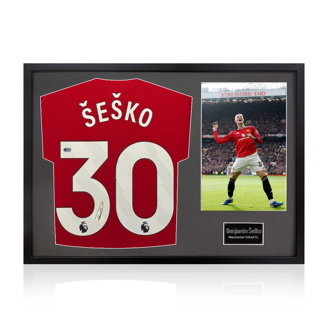Benjamin Šeško Signed Manchester United Shirt Classic Frame (ACG Cert)